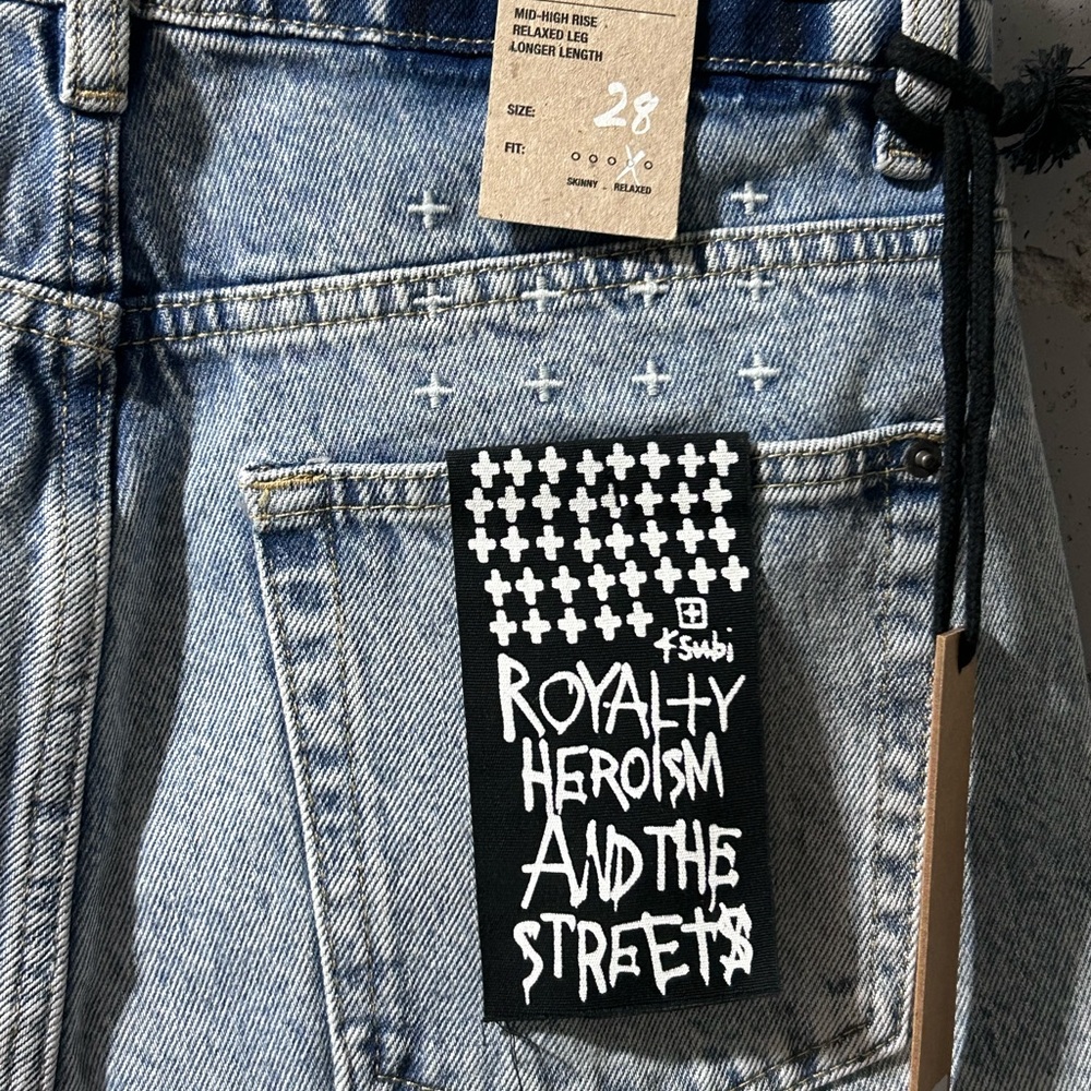 Waist 28" Ksubi Blue Distressed Jean Shorts High-Waisted - Back Ripped/Shredded - Picture 3 of 7